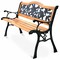 Patio Park Garden Metal Bench Porch Path Chair Furniture Cast Iron Hardwood